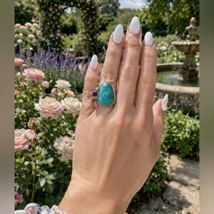 Sz 6 Whitney Kelly ring lapis garnet citrine turqoise doublet faceted quartz